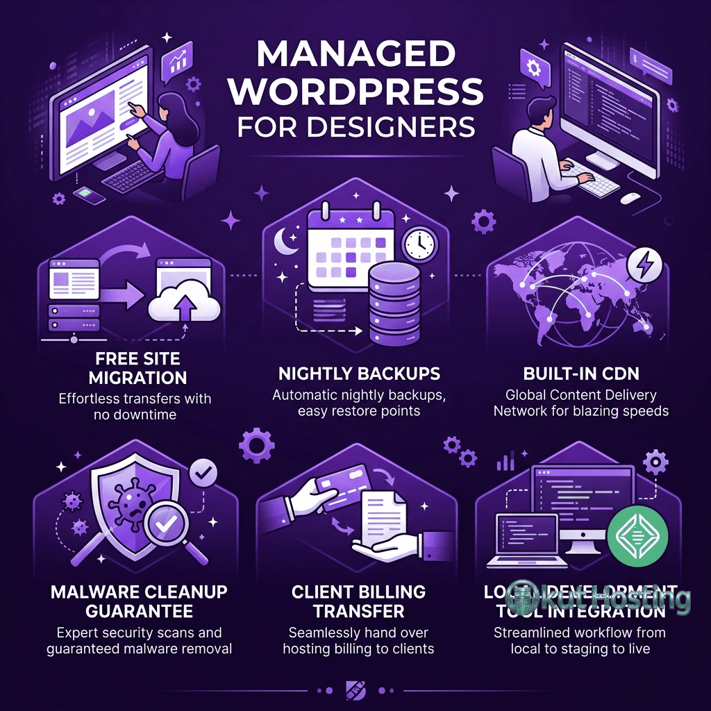Flywheel managed hosting features